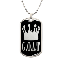 GOAT Greatest of All Time Necklace Dog Tag Stainless Steel or 18k Gold w 24&quot;Cha - £38.52 GBP+