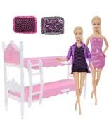 Doll Furniture Bunk Bed For Barbie Doll Pillow  &amp; Pajamas Coat 12&#39;&#39; Doll... - £22.17 GBP