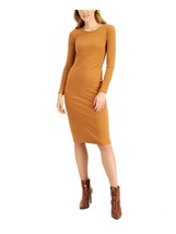 $70 Inc Stretch Long Sleeve Crew Body Con Dress Gold Medium (DEFECT) - £8.44 GBP