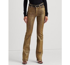 Lauren Ralph Lauren Women&#39;s Metallic High-Rise Boot Jeans Gold B4HP - $79.95