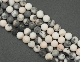 Matt Pink Zebra Jasper Round Smooth Beads, Sku#U1313 - £3.15 GBP+