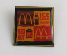 Ice Cold Coca-Cola &amp; Red Hot Fries McDonald&#39;s Employee Lapel Hat Pin - £5.75 GBP