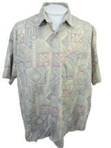 ENRO vintage 1990s Men shirt CASUAL short sleeve pit to pit 27.5 XL aztec pastel - £19.54 GBP