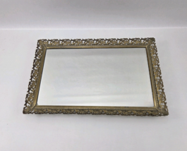 VTG Dresser Mirror Perfume Tray Gold Tone Metal Roses Filigree Rectangle... - $567.40 MXN