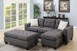 Tolyatti Blue-Grey All-in One Sectional Sofa Set in Poly fiber - £757.17 GBP