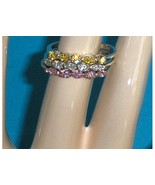 Avon Sterling Silver CZ Marquise Rings Set Size 8-1/2 Pink Yellow Clear - £19.66 GBP