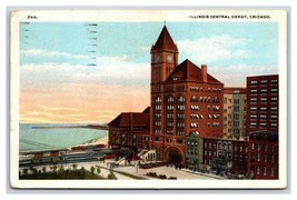 Illinois Central Railroad Depot Chicago IL 1922 WB Postcard D20 - £2.35 GBP