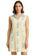 VTG 70s Tummey Abstract Print Silky  Shift Dress Wide Collar Mod Retro 4... - $84.10