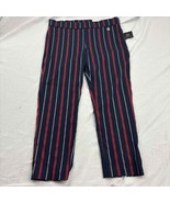 Rafaella Womens Capri Pants Navy Blue Red Striped Slim Fit 14 - £15.57 GBP