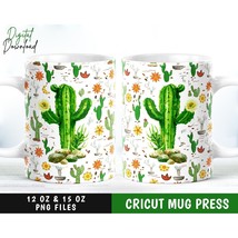 Cricut Mug Press Svg,Cactus Sublimation Mug Infusible Ink Svg, Mug Wrap Template - £3.10 GBP