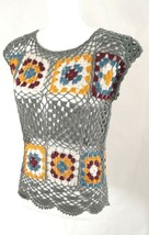 Top Squares, Lace, Boho, Crochet, Knit, Bohemian, Colorful, Handmade - £30.29 GBP