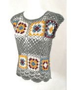 Top Squares, Lace, Boho, Crochet, Knit, Bohemian, Colorful, Handmade - £30.36 GBP
