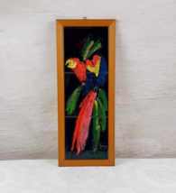 Vintage parrot tile artwork plaque Céramique d&#39;Hemixem Gilliot &amp; Cie - $72.58