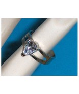 Sterling Silver Pear Shaped Simulated Diamond CZ Ring Size 3 to 4 - £19.66 GBP