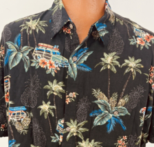 Batik Bay Hawaiian Aloha XXL Shirt Woodie Cars Coconut Palms Pineapples Tropical - £35.96 GBP