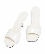 Schutz Posseni Embossed Leather Slides Sandal Pearl White 3.5&quot; Heel Sz 7... - $123.33 CAD