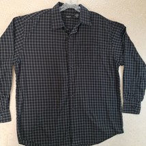 Van Heusen Men’s Large 16- 16 1/2 Black Plaid Dress Shirt Long Sleeve Button Up - £7.77 GBP