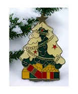 Vintage Christmas Tree Brooch Enamel Pin Gold Tone - £9.45 GBP