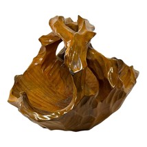 Vintage Hand Carved Wood Decorative Bowl Fruit/Nut Centerpiece Tray Dish Display - £31.00 GBP