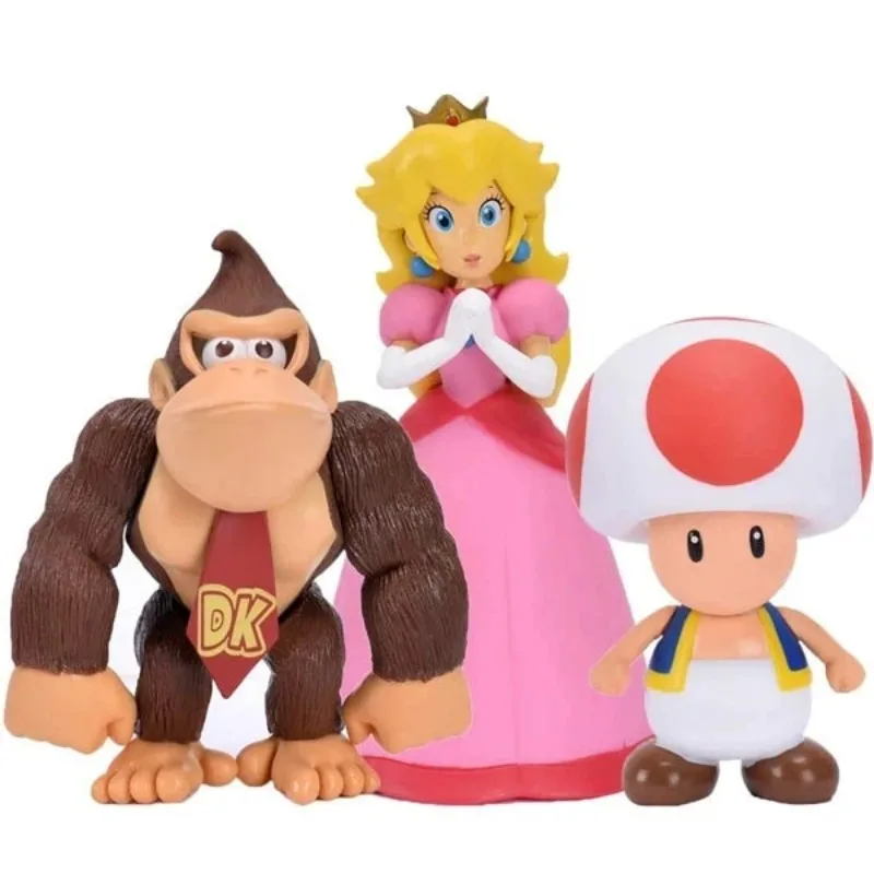 Super Mario Bros Anime Action Figure Toys Luigi Yoshi Mushroom Donkey Kong Dolls - £15.14 GBP+