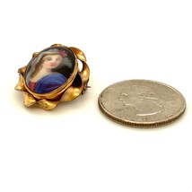 Antique Gold Filled Rare Edwardian Hand Paint Porcelain Female Portrait Brooch - $148.50