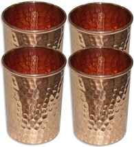 Copper Hammered Glass, Pure Copper Glass  Hammered Finish Set of 4 , 250 ml - £24.88 GBP