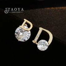 Korean Style Design sense Classic Asymmetric D Letter Gold Colour Earrings Women - £10.32 GBP