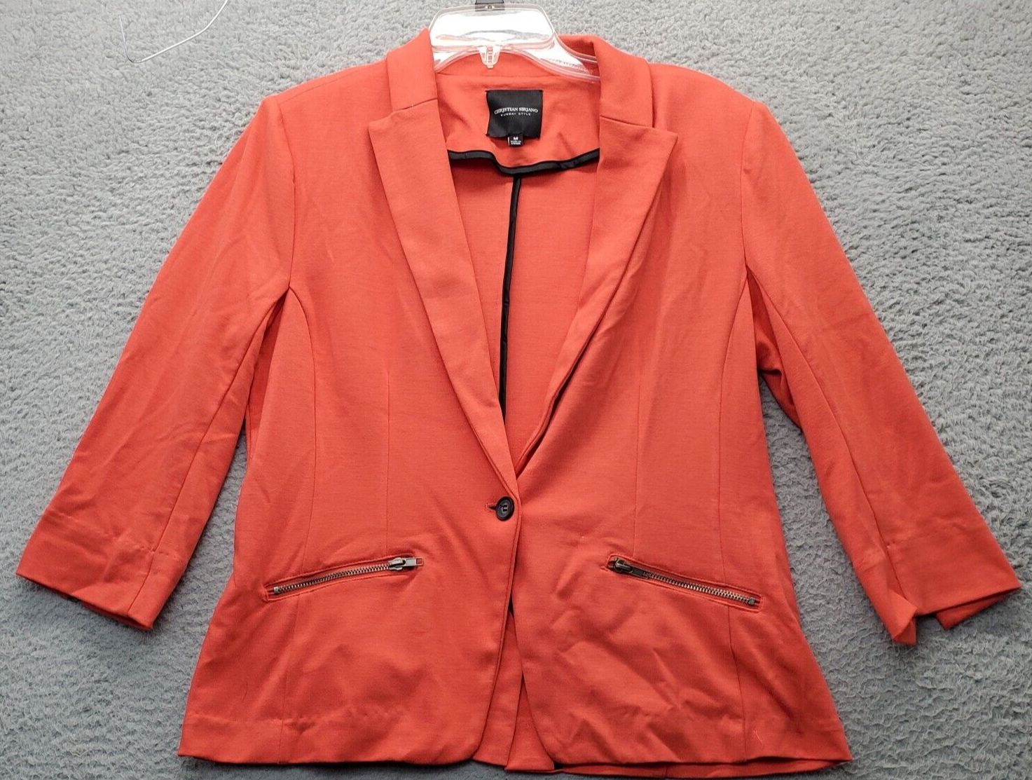 Christian Siriano Blazer Jacket Women&#39;s M Pink Long Sleeve Zip Pocket On... - $26.35
