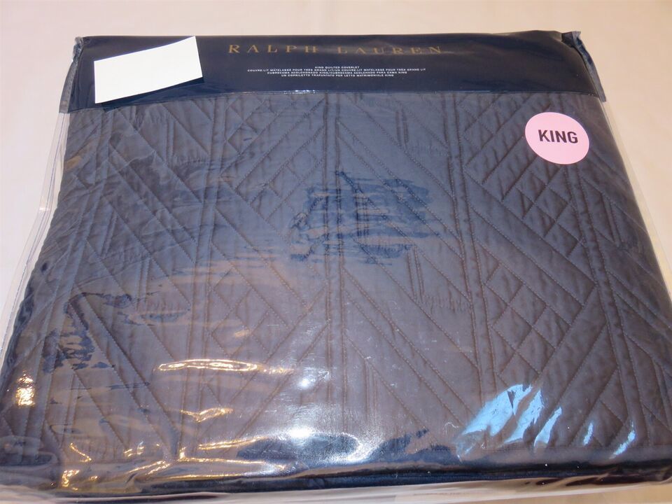 Ralph Lauren Oakfield King Quilted Coverlet Navy Blue $570 - $230.35