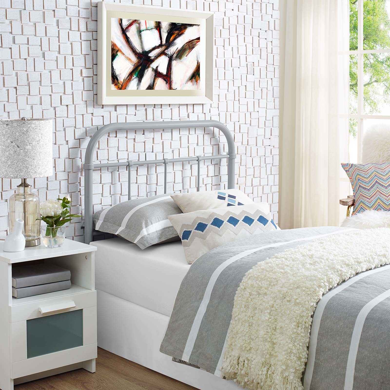 Serena Twin Steel Headboard Gray MOD-5534-GRY - $71.98