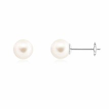 Angara Natural 8mm Freshwater Pearl Earrings in 14K White Gold for Women - £146.84 GBP