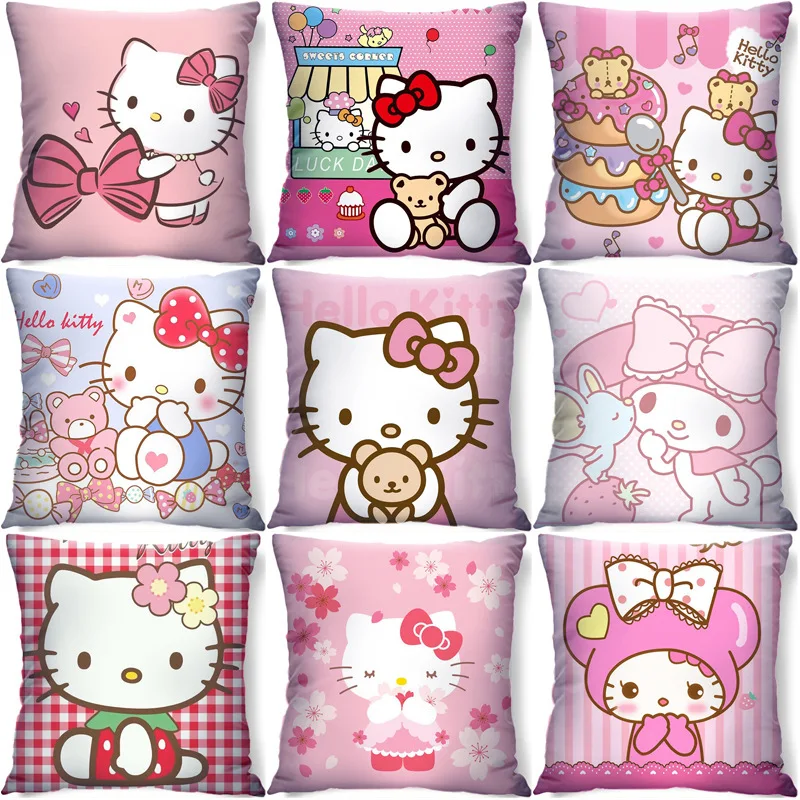 Hello Kitty Cushion Cover Kawaii Cartoon Sofa Decoration 45cm Anime Sanrioed - £8.00 GBP+