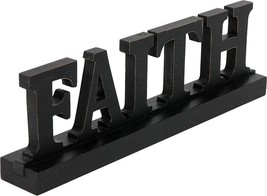 Farmhouse Black Wood Faith Sign for Tabletop 16&quot;, Distressed Rustic Faith Signs - £7.61 GBP