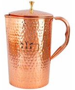 PICHET CRUCHE EN CUIVRE FAIT MAIN CARAFE MARTELÉE COULEUR ARGENT BRILLAN... - $77.72