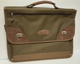 MCGUIRE-NICHOLAS Briefcase Attache Bag Canvas Leather Green Vintage - £79.56 GBP
