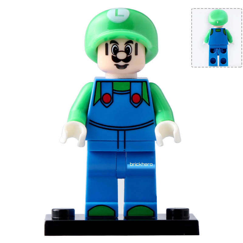 Luigi Super Mario Bros Custom Printed Lego Compatible Minifigure Brick Toys