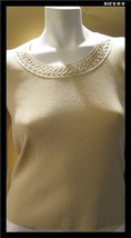 SIGRID OLSEN Knit Top with Beaded Neckline - Size Medium - FREE SHIPPING - £15.63 GBP