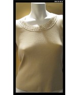 SIGRID OLSEN Knit Top with Beaded Neckline - Size Medium - FREE SHIPPING - £15.98 GBP