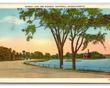 Kenoza Lake and Highway Haverhill Massachusetts MA Linen Postcard N25 - $3.97