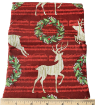 Christmas Rein Deer Fabric Musical Score Red Green 100% Cotton 1 Yard x 44&quot; - £9.65 GBP