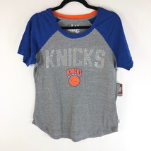 NBA New York Knicks Womens T Shirt Top Sequin Harwood Classics Gray Blue 2X - £7.70 GBP