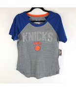 NBA New York Knicks Womens T Shirt Top Sequin Harwood Classics Gray Blue 2X - £7.62 GBP