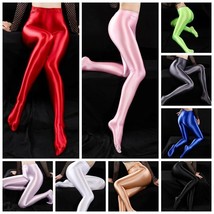 Plus Size Sexy Satin Pantyhose Shiny Wet look Opaque High Gloss Spandex ... - $16.19