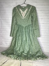 VTG Rare Editions Dress Girls Size 16 Green Long Sleeve Prairie Cottagecore USA - £44.26 GBP