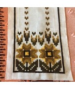 VTG Unfinished Needlepoint Canvas Runner Kit Abstract Floral Yellow Brow... - £13.01 GBP