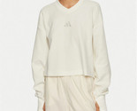 Adidas Women’s Size Medium ALL SZN RIBBED V-NECK SWEATSHIRT- Off White C... - $39.99