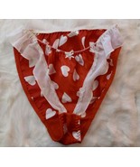 Vintage Rene Rofe Glossy Hearts Panties Sheer Flutter Lace Sz 7L - $118.80