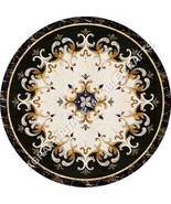 30&quot; Italian Marble Black Marble Round Dining Table Top Mosaic Inlay Deco... - $1,338.59