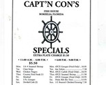Capt&#39;n Con&#39;s Fish House Menu Bokeela Florida 1990&#39;s - $13.86