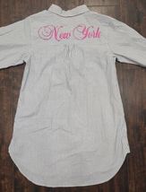 GAP love embroidered pinstripe sleep shirt XS pink+black v-neck New York gown - £12.02 GBP